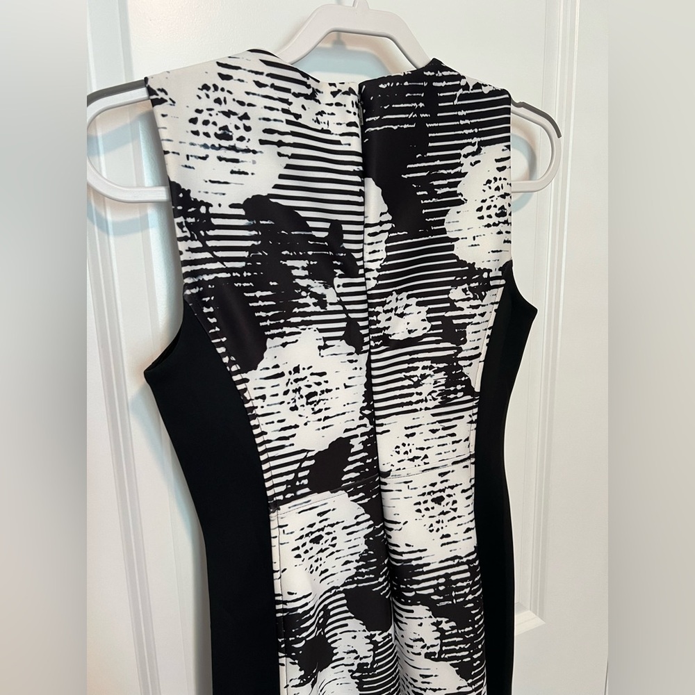 Donna Karan New York Sleeveless Black/White Floral Midi Dress 2 - Picture 8 of 10